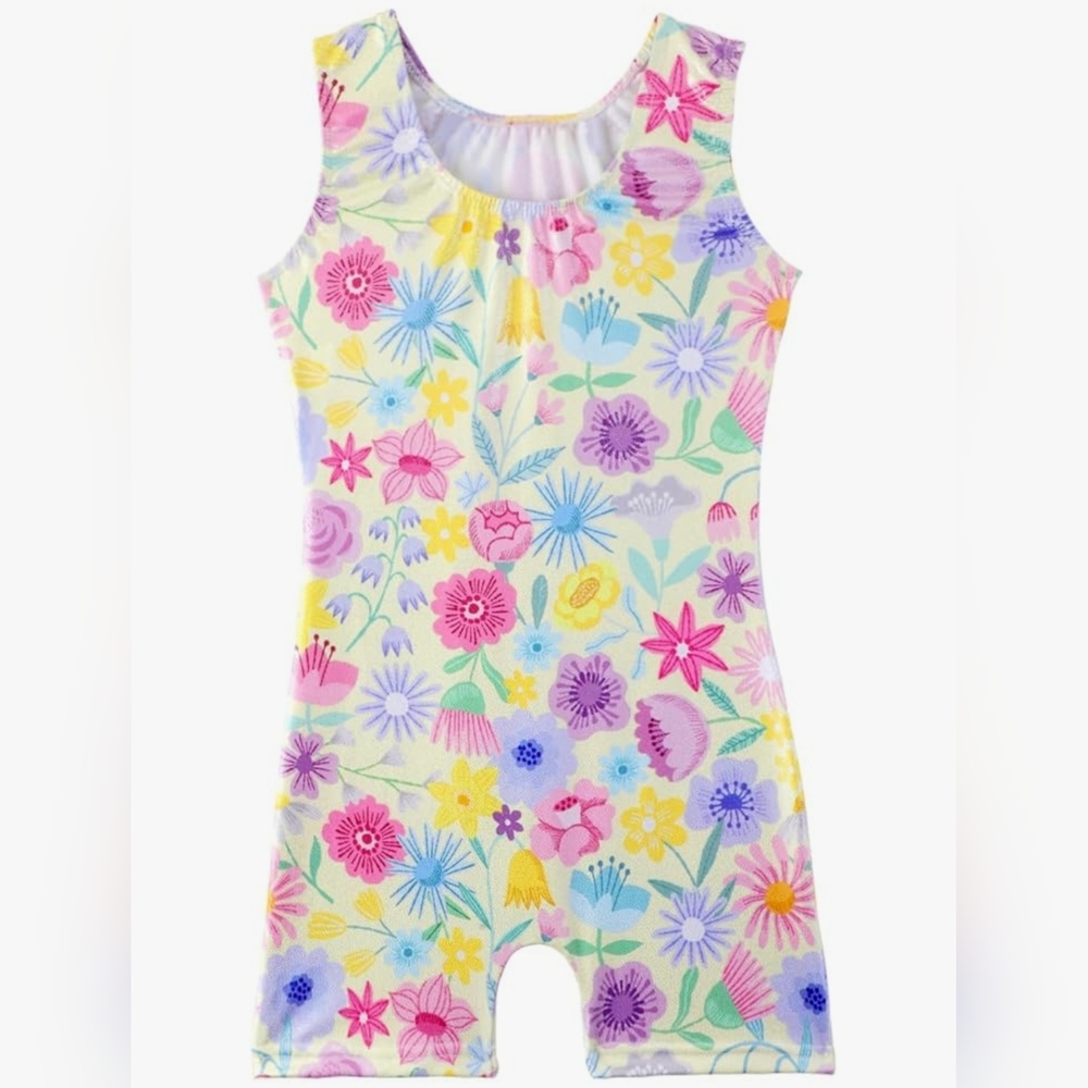 Leotard for Girls Gymnastics with Shorts Toddler Unitard Biketard, Size: 7-8Yrs
